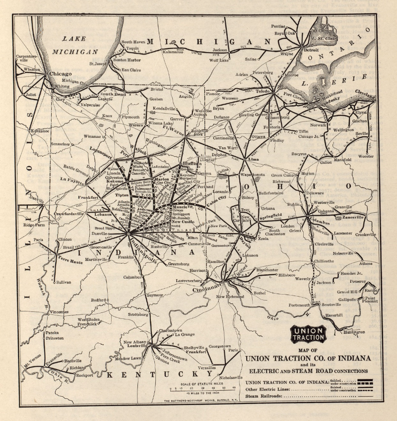 Historic map of the interurban railway routes
